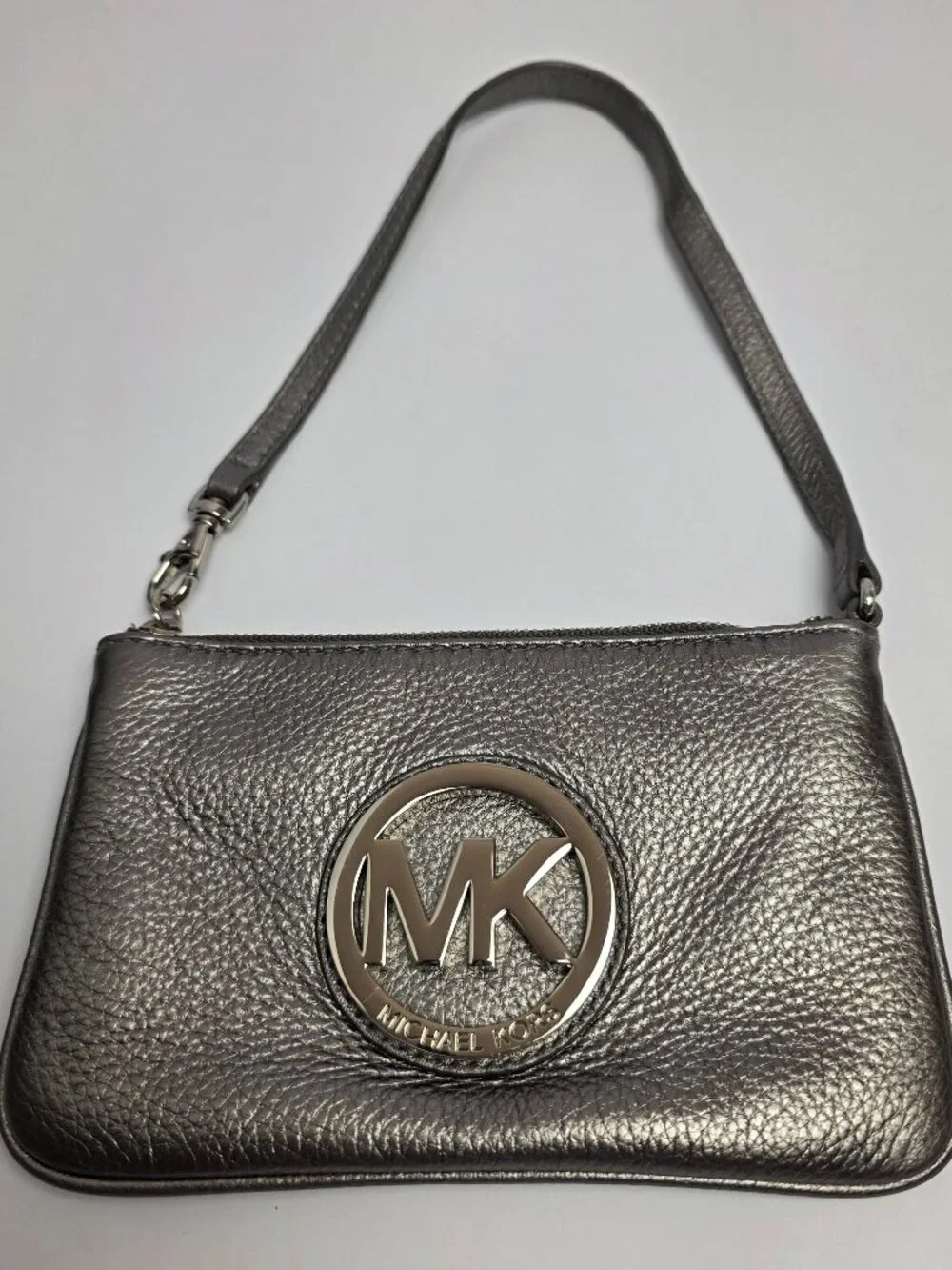 Michael Kors Gray MK Logo Wristlet Handbag Clutch Bag Wallet
